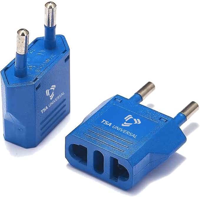 United States to Indonesia/Bali Travel Power Adapter to Connect North American Electrical Plugs to Indonesian Outlets for Cell Phones, Tablets, eReaders, and More (2-Pack, Blue)
