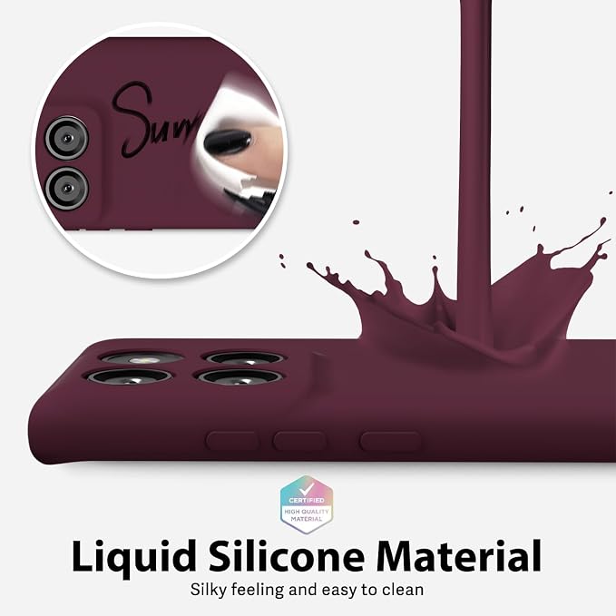 oakxco for Motorola Moto Edge 2025 Phone Case Liquid Silicone, Thin Slim Soft Rubber Gel TPU Plain Protective Simple Cover for Women Girl Cute, Matte Solid Color Aesthetic, Burgundy Wine