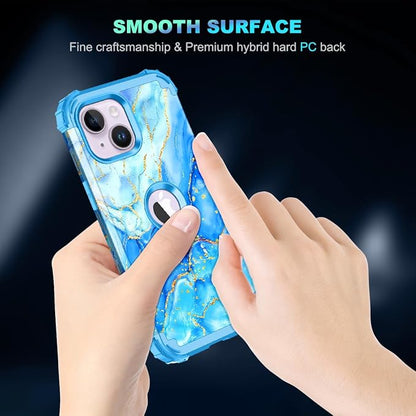 Casetego for iPhone 13 Case,iPhone 14 Case,Three Layer Heavy Duty Sturdy Shockproof Protection Full Rugged Hard PC+Soft TPU Bumper Protective Girls Case for Apple iPhone 13/14 6.1 inch,Sky Blue