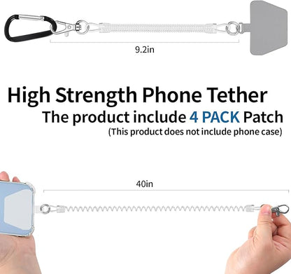 Doormoon Phone Lanyard Leash with 4 Patch, 2* Phone Tether, 4* Phone Tether Tab, 1* Carabiner for Climbing Outdoor Hiking Cycling Skiing Compatible for Smartphones Keys