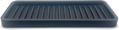 Happitasa Silicone Kitchen Sink Organizer Tray, Sponge Holder and Countertop Protector | Bathroom and Kitchen Soap Dish and Dispenser Tray (Black, 9"x3.5", 5.6 Ounces)
