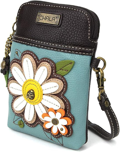 CHALA Plant Life Collection Cell Phone Crossbody Purse-Women PU Leather/Canvas Multicolor Handbag with Adjustable Strap
