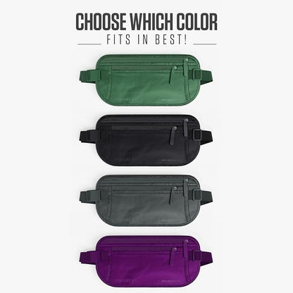 VENTURE 4TH Money Belt for Travel – Hidden Under-Clothes RFID Blocking Passport Holder & Slim Travel Wallet Pouch for Men & Women to Protect Cash, Cards & Documents (Sleek Army Green)