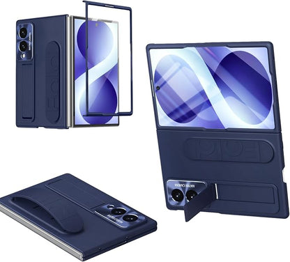for Samsung Galaxy Z Fold 8 Case with Wristband Stand, Built-in Screen & Lens Protection Shockproof Full Body Drop Fall Protection.(Blue)