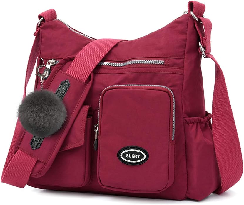 SUKRY Nylon Crossbody Bag for Women with Anti theft RFID Pocket, Waterproof Shoulder Bag Travel Purses and Handbag
