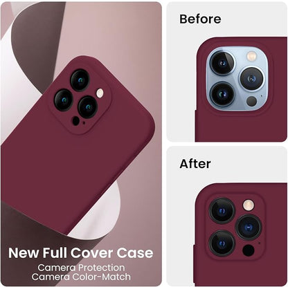 FireNova Designed for iPhone 13 Pro Case, Silicone Upgraded [Camera Protection] Phone Case, Soft Anti-Scratch Microfiber Lining Inside, 6.1 inch, Plum