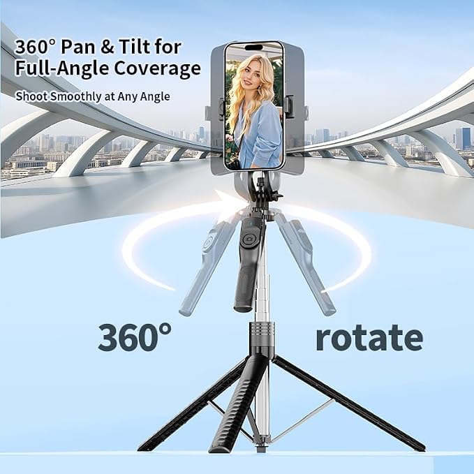 Phone Tripod and Selfie Stick, Extendable Cell Phone Tripod with Wireless Remote, Tripods Stand for iPhone & Travel Selfie Stick 360° Rotation Compatible with iPhone Android, Camera