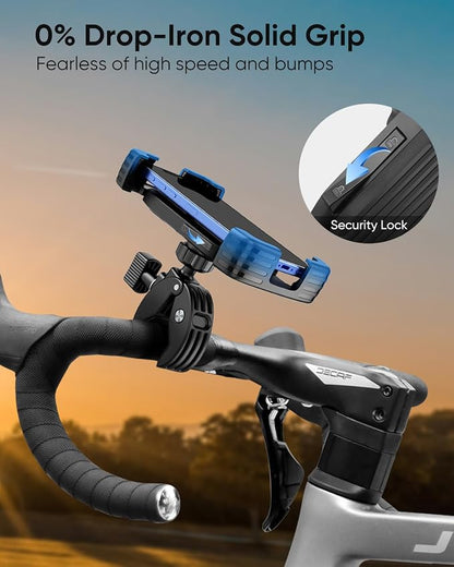 Bike Phone Holder, Motorcycle Phone Mount, [Anti Vibration] Bicycle Cell Phone Holder Handlebar, Ebike Electric Scooter ATV Phone Clip Clamp for iPhone, Pro, Max, Air, Samsung and 4.7-7" Smartphones