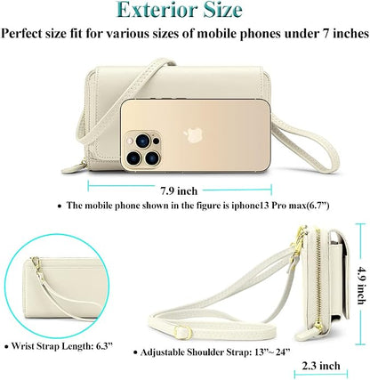 Peacocktion Crossbody Bags for Women RFID Wristlet Wallets Travel Vegan Leather Small Clutch Purses with Phone Pocket Zipper