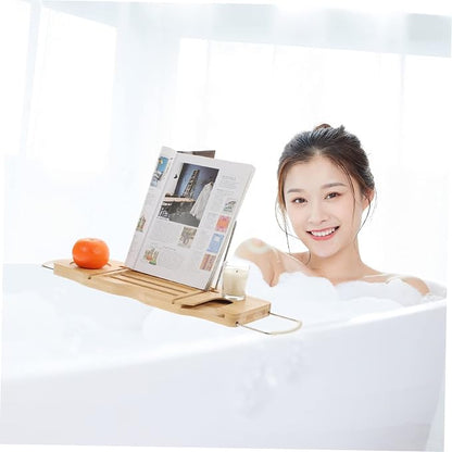 BESTOYARD Adjustable Bath Tray for Bathtub Non- Bath Tray Phone Holder Towel Storage for Relaxing Snacks Movies
