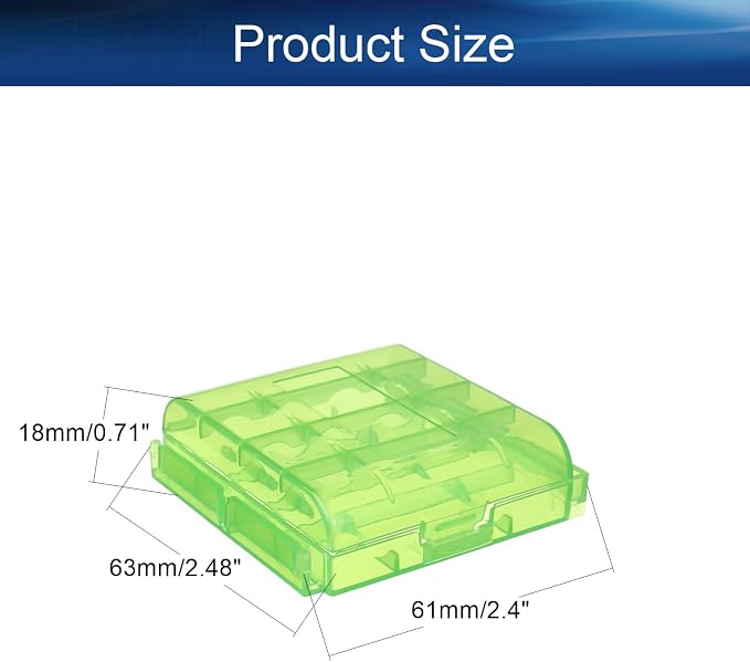 Heyiarbeit Battery Storage Case Holder Box for 4 AA Batteries or 5 AAA Batteries, Green Color (1 Pack)