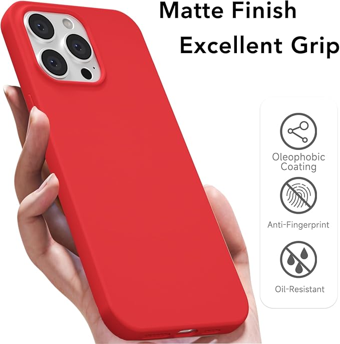 for iPhone 13 Pro Max Case Silicone Compatible with Magsafe Case, Ultra Slim Thin Magnetic Phone Cases Mag Safe, Cute Soft Rubber Gel TPU Matte Plain Wireless Charging Cover for Women, Red