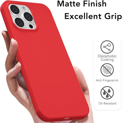 for iPhone 13 Pro Max Case Silicone Compatible with Magsafe Case, Ultra Slim Thin Magnetic Phone Cases Mag Safe, Cute Soft Rubber Gel TPU Matte Plain Wireless Charging Cover for Women, Red