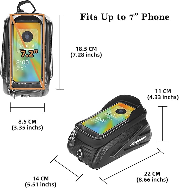 COTOUXKER Bike Frame Bag, Mountain Bike Phone Holder Bag for Road and Mountain Bikes Cycling Storage Bags