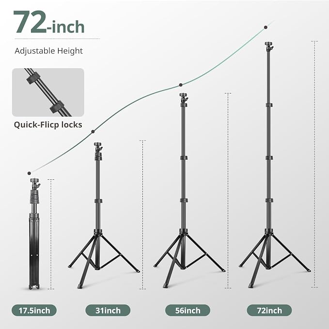 SENSYNE 72" Phone Tripod, Extendable Cell Phone Tripod Stand, Selfie Stick with Wireless Remote and Phone Holder, Compatible with iPhone Android Phone, Camera
