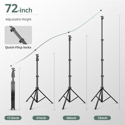 SENSYNE 72" Phone Tripod, Extendable Cell Phone Tripod Stand, Selfie Stick with Wireless Remote and Phone Holder, Compatible with iPhone Android Phone, Camera