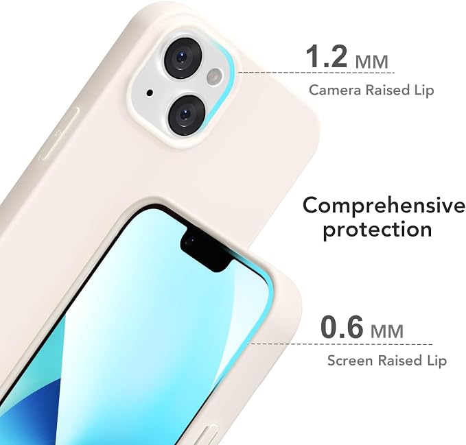 for iPhone 14/ iPhone 13 Case Silicone Compatible with Magsafe Case, Ultra Slim Thin Magnetic Phone Cases Mag Safe, Cute Soft Rubber Gel TPU Matte Wireless Charging Cover for Women, Beige Cream
