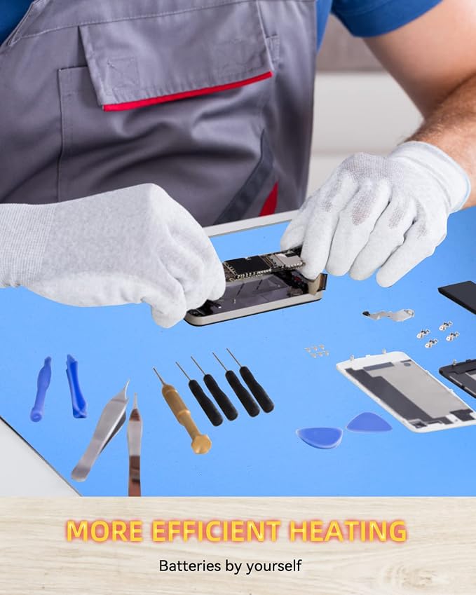 Heating Pad with Built-in Led Light, Fast Heat Plate LCD Screen Separator Machine for Phone Ipad Repair 14.2” Heat Mat Screen Removal Tool with Accessory Storage (110V/220V)