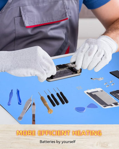 Heating Pad with Built-in Led Light, Fast Heat Plate LCD Screen Separator Machine for Phone Ipad Repair 14.2” Heat Mat Screen Removal Tool with Accessory Storage (110V/220V)