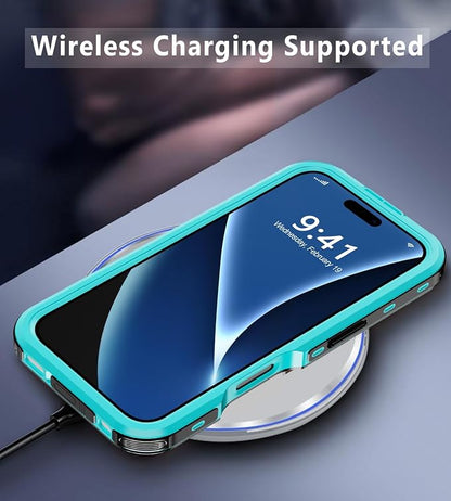 for iPhone 16 Case Waterproof | Full Body Shockproof Dust Proof Phone Case Cover with Screen Protector - Blue