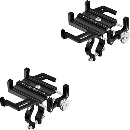 NineLeaf 2PK Bike Phone Mount Holder, Aluminum Motorcycle Phone Mount, Handlebar Mount Phone Holder 90°180°270°360°Rotating for Exercise Bike Ebike Scooter Camera Friendly Suitable for2.2-3.7" Phones