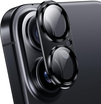 AFARER 2 Pack Lens Protector for iPhone 17/iPhone 16/16Plus,Ultra HD 9H Metal Tempered Glass Camera Cover [Strong Adsorption][Not Easy to Break] Anti Scratch,Case-Friendly,Black