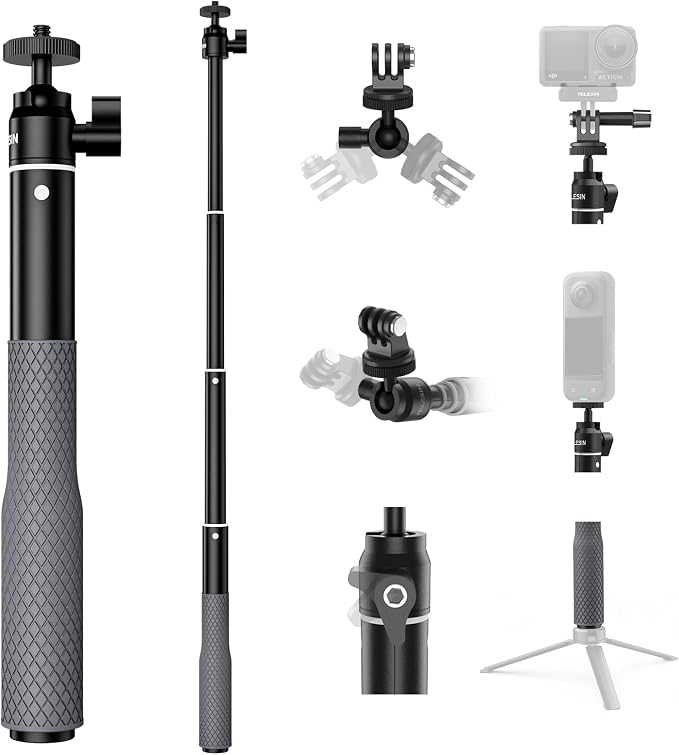 TELESIN 360°Waterproof Selfie Stick 25.75" w Hand Strap Underwater Dive Diving Extension Stick Pole Monopod for DJI OSMO 360 Action 6 5 Pro 4 Pocket 3 Xtra Muse GoPro Max 13 12 Insta360 X5 X4 Ace Pro