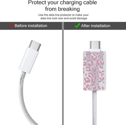 Lovmooful Compatible for iPhone 18W/20W USB-C Charger Cover Clear Lovely Leopard Design Soft Charger Protector Cute Cable Case Saver Protector for Girls Women-Pink Leopard
