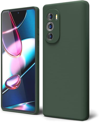 Oakxco for Moto Edge Plus 2022/Edge Plus 5G UW 2022 Phone Case Liquid Silicone, Thin Slim Soft Rubber TPU Plain Smooth Gel Cover for Women Girl, Matte Solid Protective & Shockproof, Dark Forest Green