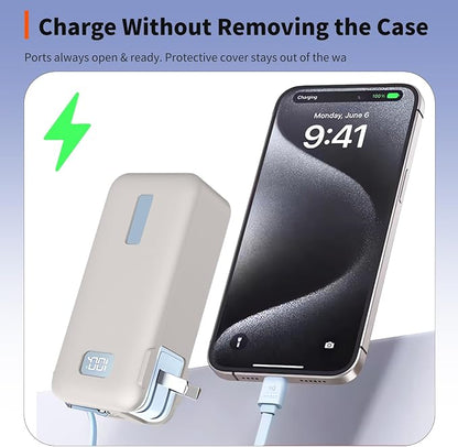 Case for Anker Nano 3-in-1 Portable Charger 10000mAh – Washable Protection Sleeve, Full Access to Charging Ports, Shockproof, Drop-Resistant, with Case-Friendly Charging[Gray]