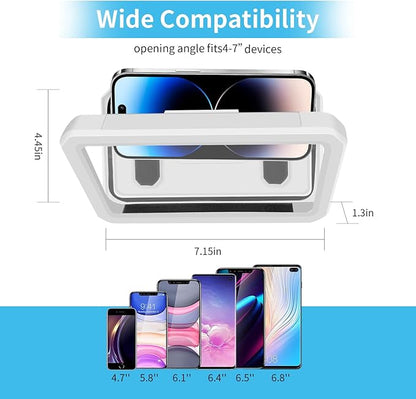 Shower Phone Holder Waterproof, 480° Rotatable Retractable Adjustable Anti-Fog High Sensitivity Touch Screen Bathroom Shower Phone Case, Bathroom Wall Phone Mount for 4-7" Cellphones (White)