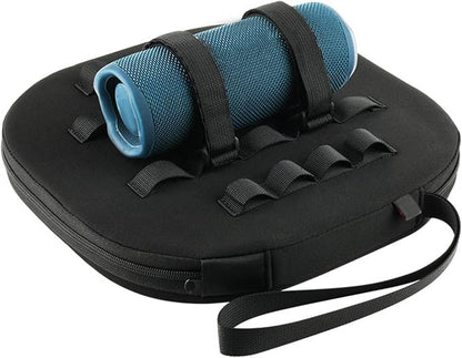 Pool Speaker Float with Straps Cup Holder Serving Tray Accessories Rafts Waterproof Phone Holder for Summer Bathtub Beach Garden, Black 19x19x4.5cm