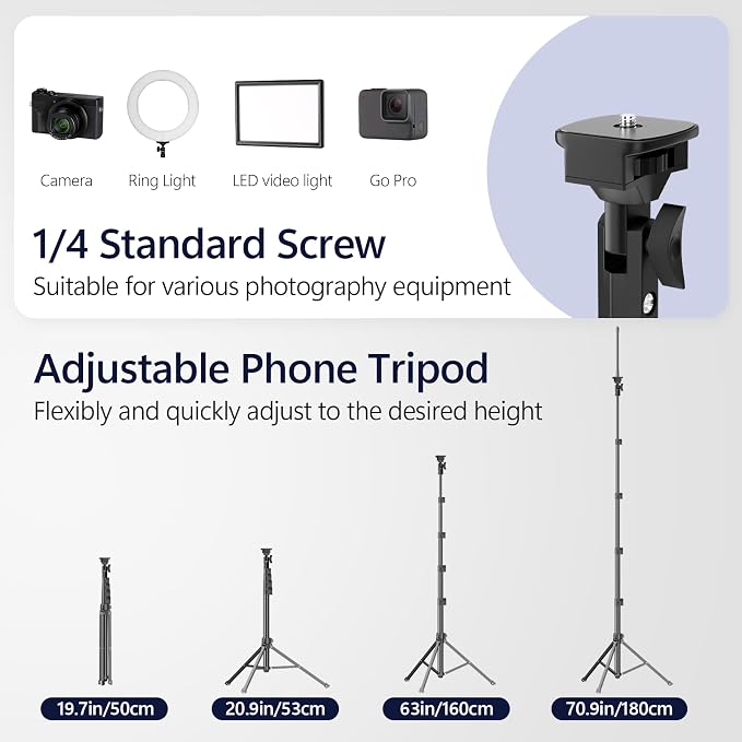 EMART 70" Flexible Phone Tripod for iPhone, Overhead Cellphone Holder &Camera Stand with Gooseneck and Remote, Selfie Stick for Video Recording, Live Streaming, Cooking, Vlogging, Fitness