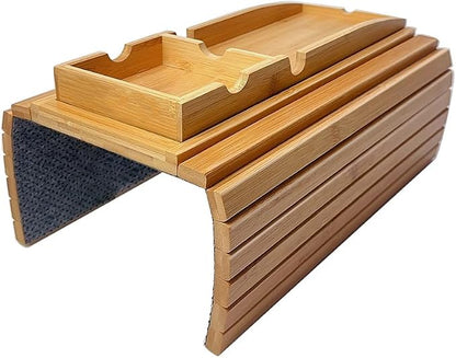Couch Cup Holder | Couch Caddy with Detachable Couch Cup Holder Tray | Anti-Slip Foldable Sofa Table Tray - Cup Holder Tray for Drinks Cup Cellphone Remote Snacks