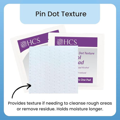 HCS Bulk Medium Alcohol Prep Pads - Textured, 70% Isopropyl Alcohol Wipes, Individually Wrapped - 2 ply, Sterile Skin Prep Swabs for Injections, First Aid (4000/Case)