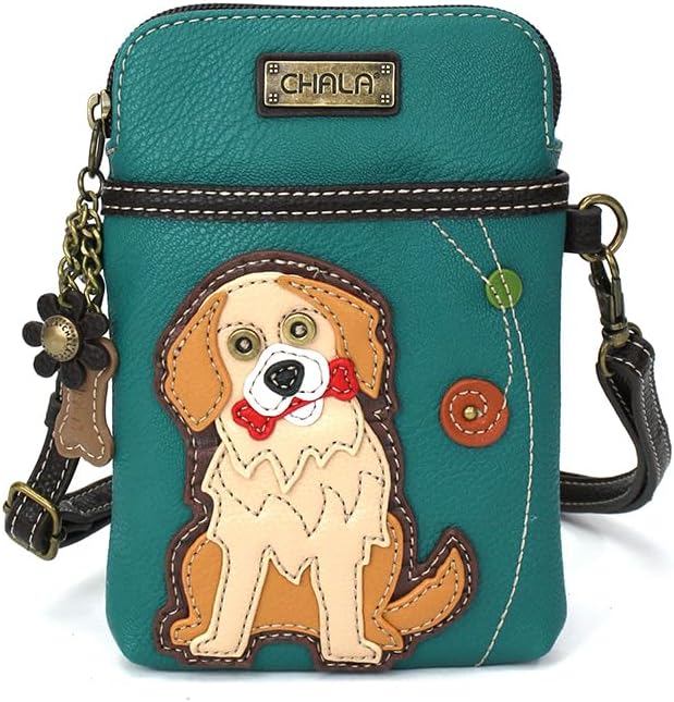 CHALA Dog Collection Cell Phone Crossbody Purse-Women PU Leather/Canvas Multicolor Handbag with Adjustable Strap
