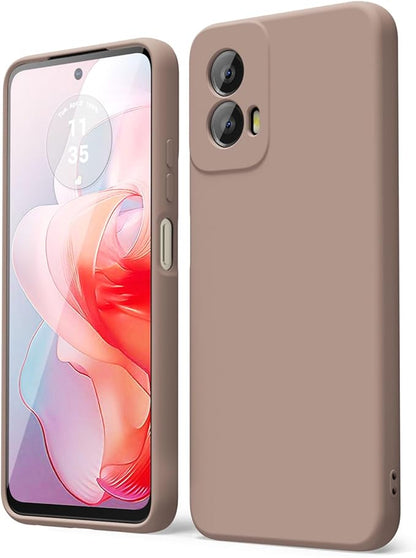 oakxco for Motorola Moto G Power 5G 2024 Phone Case Liquid Silicone, Thin Slim Soft Rubber Gel TPU Plain Simple Cover for Women Girl Cute, Matte Solid Color, Brown Khaki