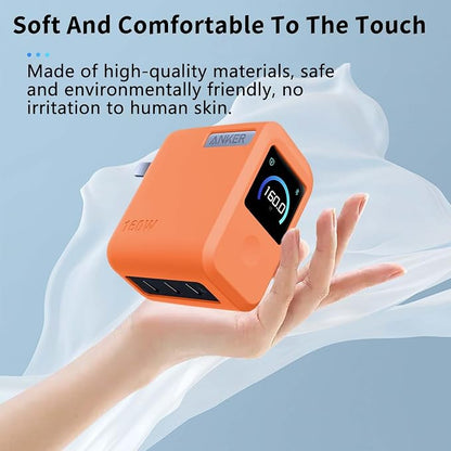 Case for Anker Prime Charger 160W,NOUKAJU Silicone Protective Case,Drop-Proof,Scratch-Proof,Shock-Proof,Dust-Proof,Protective Cover for Anker Prime 160W Charger(Orange)