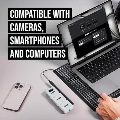 RØDE Wireless GO (Gen 3) – Compact Wireless Mic – Pristine Audio, 32-bit Float Recording, Automatic Level Control, for Phones, Cameras and Computers (White)