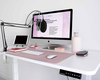 Replacement Heavy Duty C Clamp for 1/2” Base Magnifying Lamp,Desk Lamp,Swing Arm Lamp,Phone I pad Mount,Tablet Mic Holder,Table Mount Clamp for Microphone Stand Mic Boom Arm (ALU White)