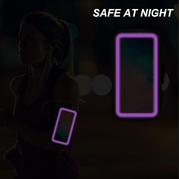 Armband for Samsung Galaxy S26+/S25+/S24+/S23+/S22+/S20+/S10+/S9+/S8+, Running Exercise Gym Bag with Key Holder and Card Slot (Purple)