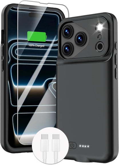 GIN FOXI Battery Case for iPhone 17 Pro, Charging Case Charger 8500mAh Ultra-Slim Lightweight Powerful Battery Pack 15W Fast Rechargeable Anti-Fall TPU Juice Box for iPhone 17 Pro (6.3") Black