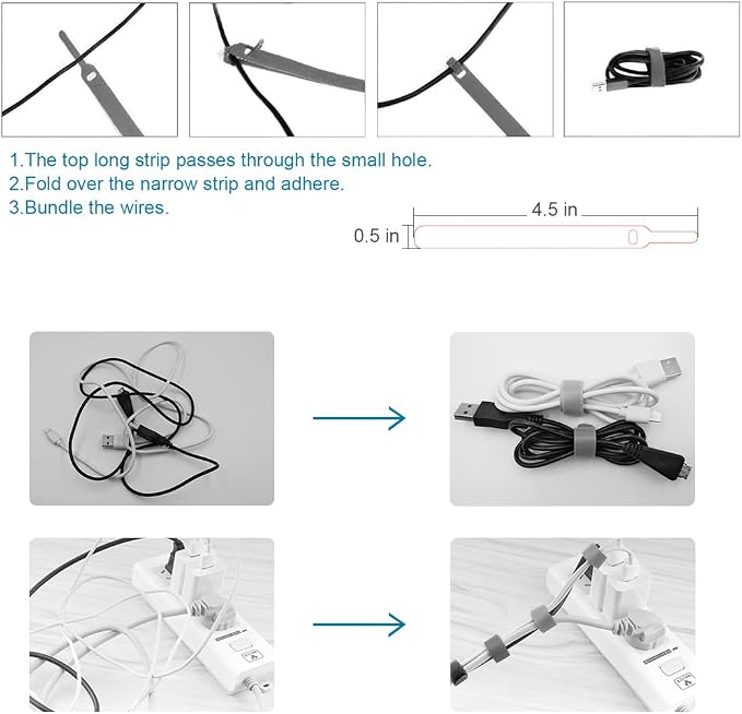 Vidifor 2-Layer Cable Organizer Box with 20 Cable Ties, Portable Cord, Charger and Bandages Storage for Drawer, Desk, Office & Home (White)