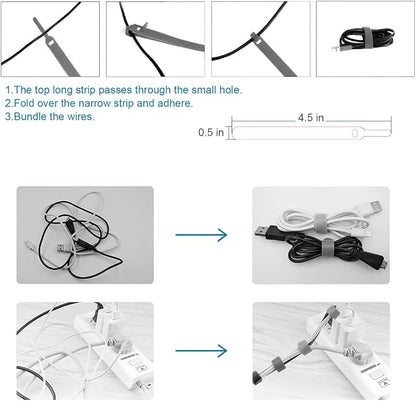 Vidifor 2-Layer Cable Organizer Box with 20 Cable Ties, Portable Cord, Charger and Bandages Storage for Drawer, Desk, Office & Home (White)