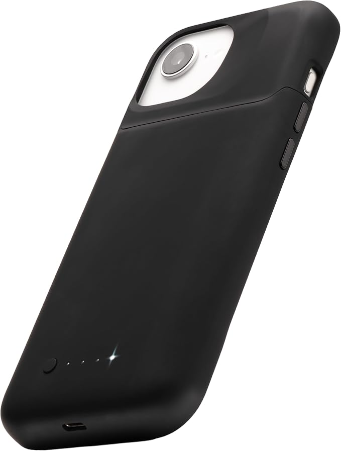 Mophie Juice Pack Battery Case for iPhone 17e/ 16e - Slim Charging Case, Magnetic Back for Wallets & Mounts, +50% Extra Battery Life, Enhanced 6-Foot Drop Protection, Sustainable Material, Black