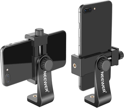 Neewer Smartphone Holder Phone Tripod Mount Compatible with iPhone 16 15 Pro Max Plus 14 13 12 Mini Samsung Galaxy S24 S23 Ultra, Cell Phone Clip Vertical Bracket Adapter for Tripod with 1/4" Screw