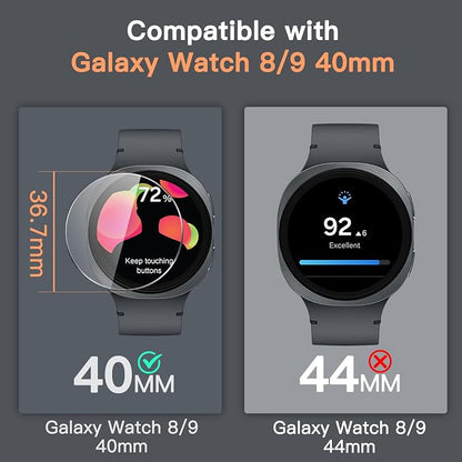 JETech Screen Protector for Samsung Galaxy Watch 9/8 40mm, 3-Pack | Tempered Glass Protection, HD Clear, Anti-Scratch Design