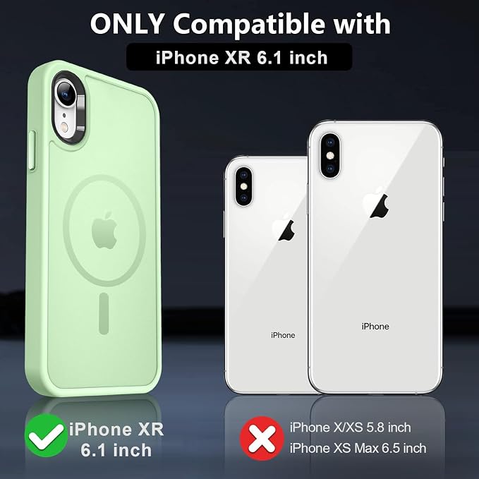 MOCCA Strong Magnetic for iPhone XR Phone Case, [Compatible with Magsafe][Mil-Grade Drop Protection] Slim Thin Translucent Matte Protective Cover Case for iPhone XR Case 6.1'', Light Green