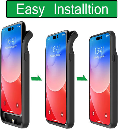 Battery Case for iPhone 14 Pro,Upgraded 10000mAh Rechargeable Portable Charging Case with Wireless Charging Compatible for iPhone 14 Pro (6.1inch) with Carplay Extend Battery Pack Charger Case (Black)