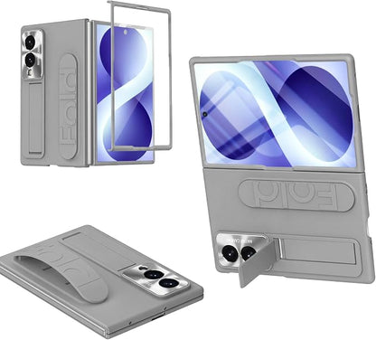 for Samsung Galaxy Z Fold 8 Case with Wristband Stand, Built-in Screen & Lens Protection Shockproof Full Body Drop Fall Protection.(Grey)
